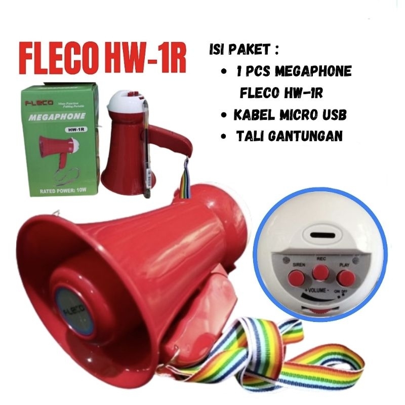 Megaphone Mini / Toa Kecil / Pengeras Suara Multifungsi FLECO HW-1R