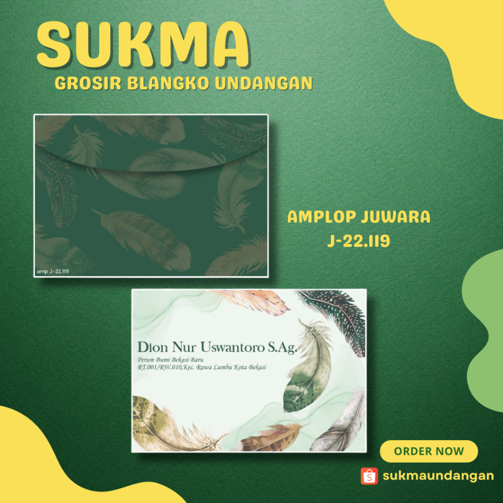

AMPLOP KONDANGAN NIKAH MURAH JUWARA J-22.119 50 PCS UKURAN KECIL | SUKMA UNDANGAN