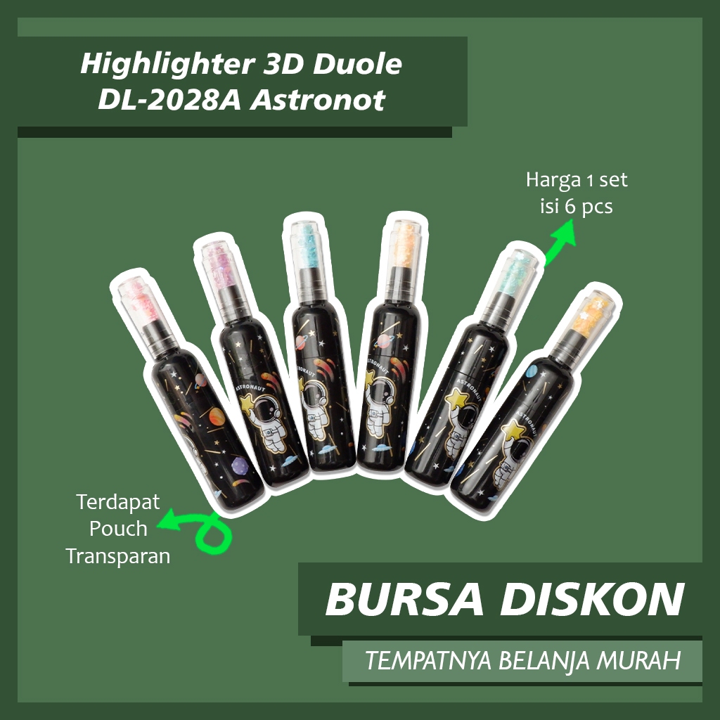 

Highlighter 3D Duole DL-2028A Astronot Spidol Textlighter Textliner Penanda Halaman Buku Stabilo Berwarna