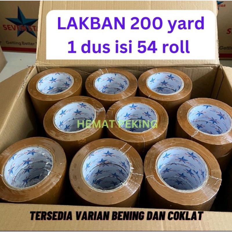 

Lakban 200 yard 1 dus isi 54 roll