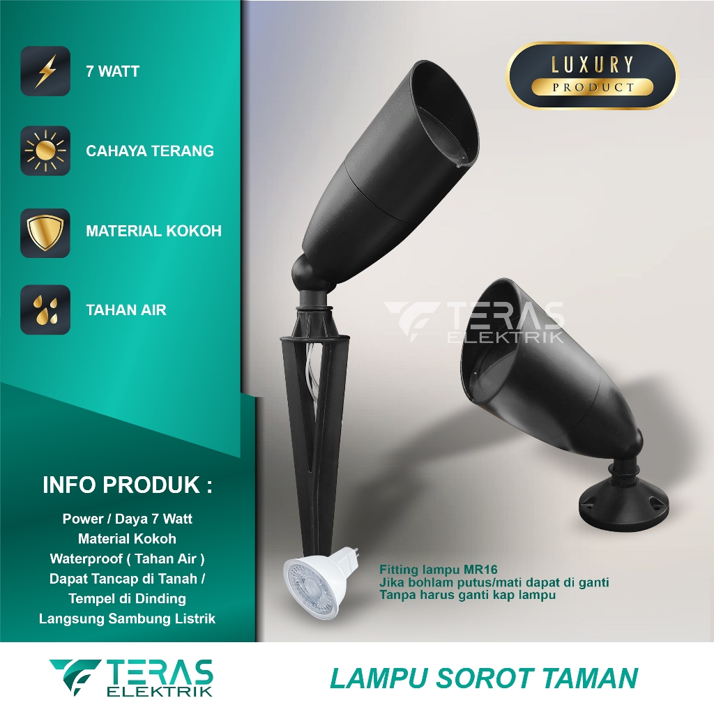 Lampu sorot taman minimalis lampu taman besi tancap tempel 7 watt