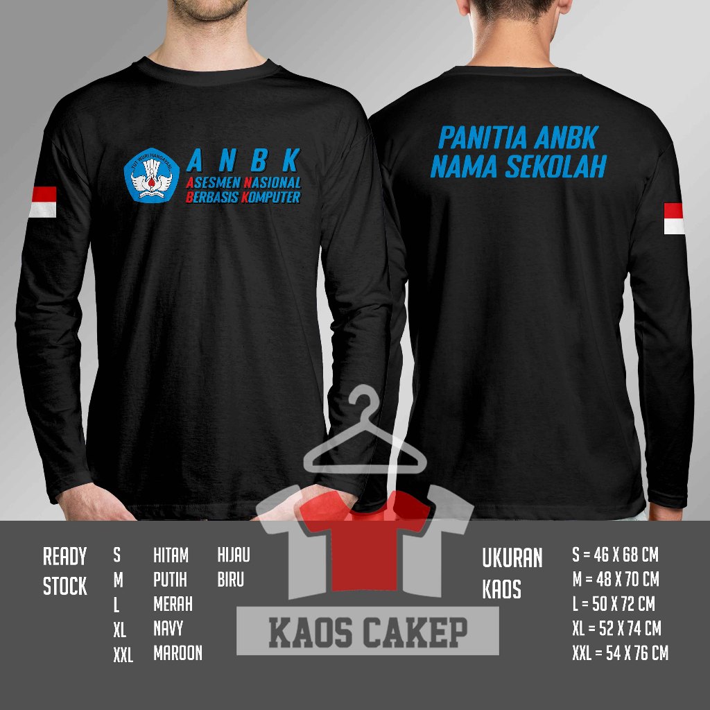 Kaos Baju Panitia ANBK Asesmen Nasional Gratis Nama Sekolah Lengan Panjang Kaos Distro