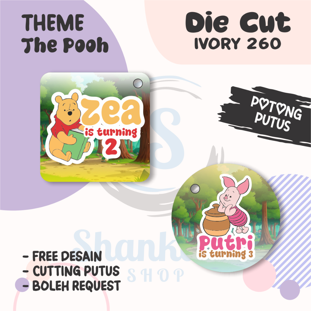 

Tag Bulat Kotak Ulang Tahun THEME THE POOH /Tag Label Ulang Tahun / Hangtag Hampers Custom