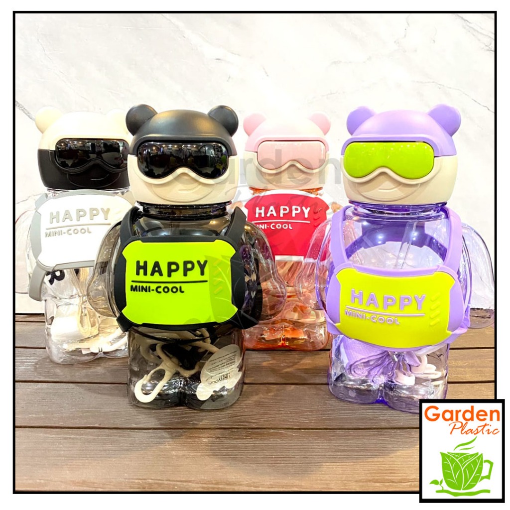 Botol Minum Anak Bentuk Robot 800ML - Botol Minum 3D - Botol Sekolah karalter Animal Tali dan Sedota