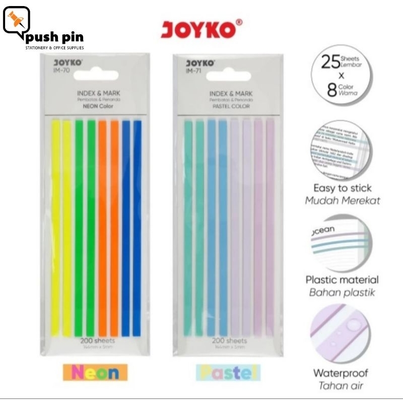 

Joyko Index Mark Penanda Pembatas Buku 200 Sheets IM-70 ~ 71 Plastik