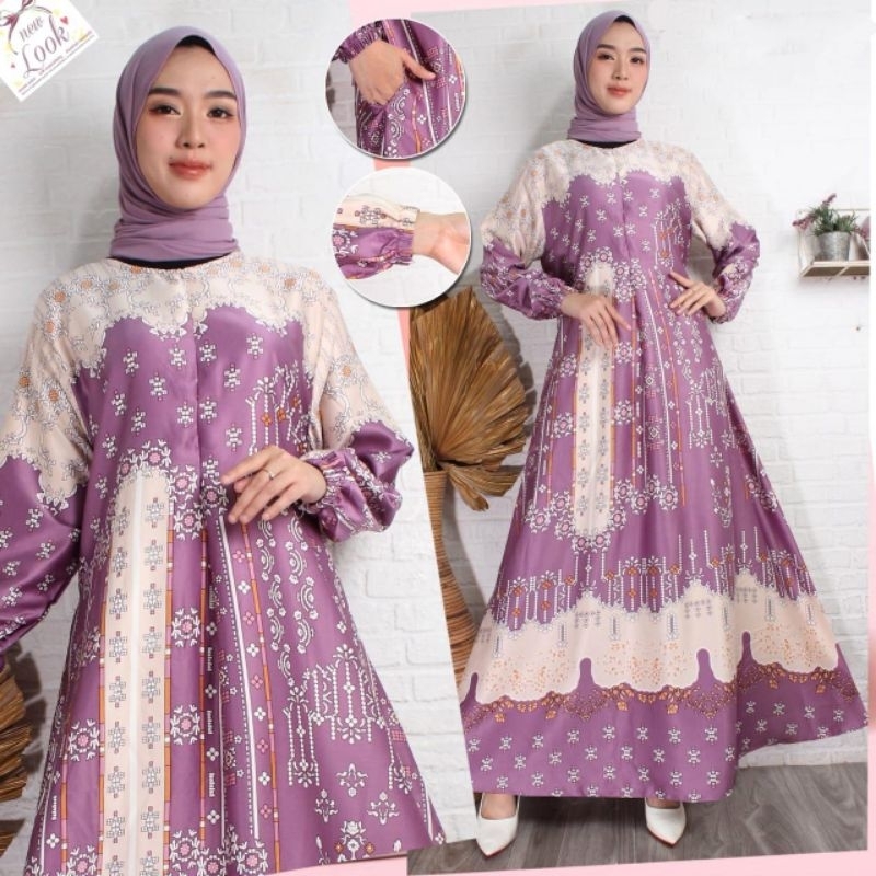 Gamis Aqila motif | Gamis fashion wanita | Dress pakaian wanita