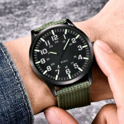 Jam tangan kain kanvas pria/wanita jam tangan tali