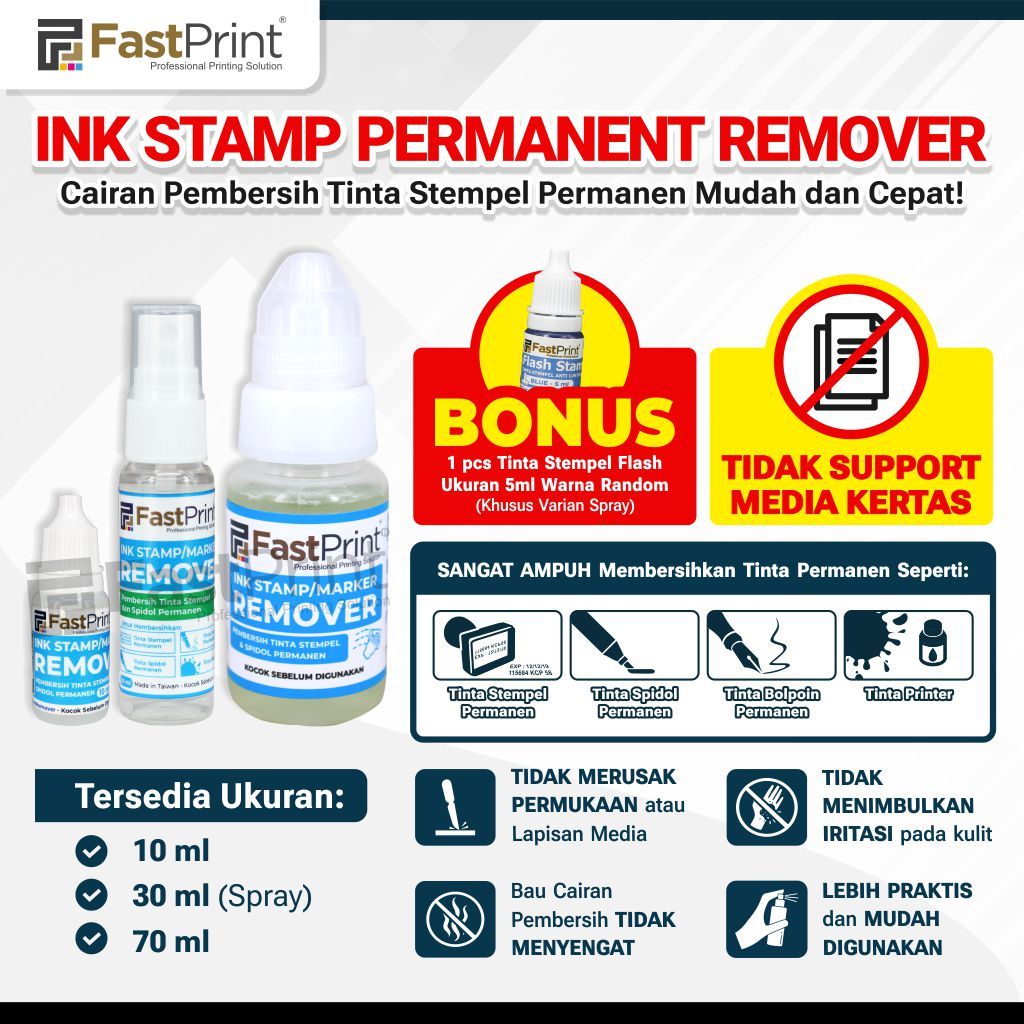 

Fast Print Cairan Pembersih Penghapus Tinta Permanen Ink Remover