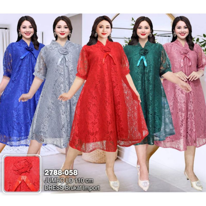 Dres Brokat/ Dres pesta/ Dres Natal/ Dres Jumbo