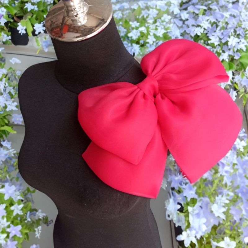 Pita Baju Anak Organza Glowing Pink Fanta - Aksesoris Hiasan Gaun Dress Pesta Mewah