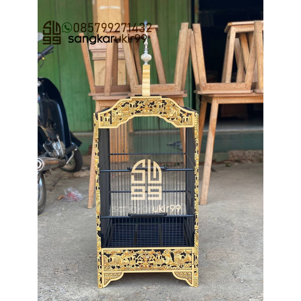 Sangkar Kotak Ukir Wayang, Sangkar Kotak 37x42