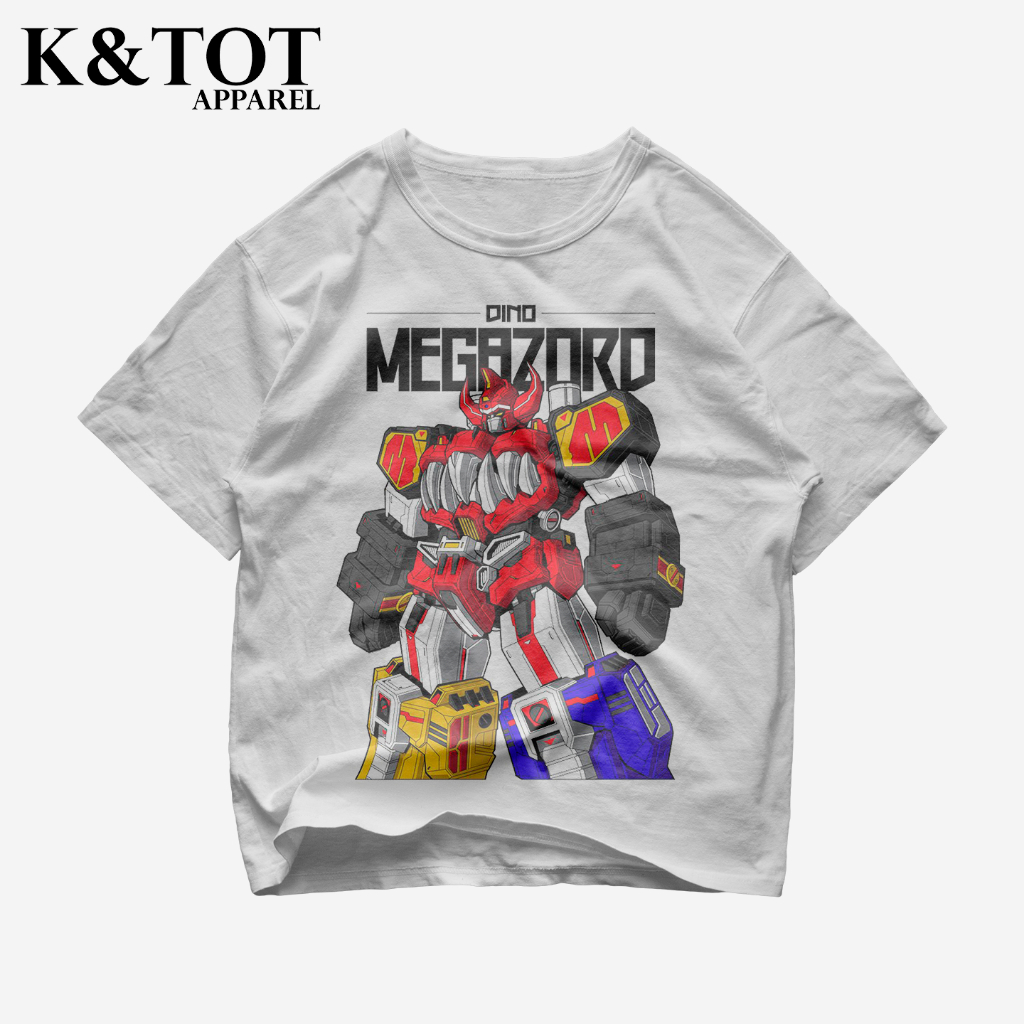 KNTOT - KAOS BAJU DINO MEGAZORD POWER RANGERS TEE | TSHIRT OVERSIZE VINTAGE PUTIH BOOTLEG - PRIA WAN