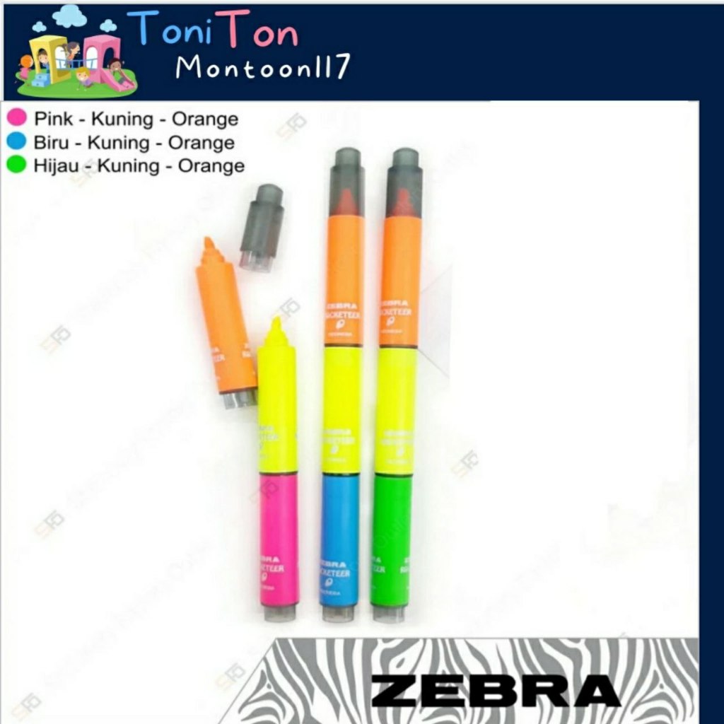 

Highlighter 3 warna Zebra Rocketeer - Biru