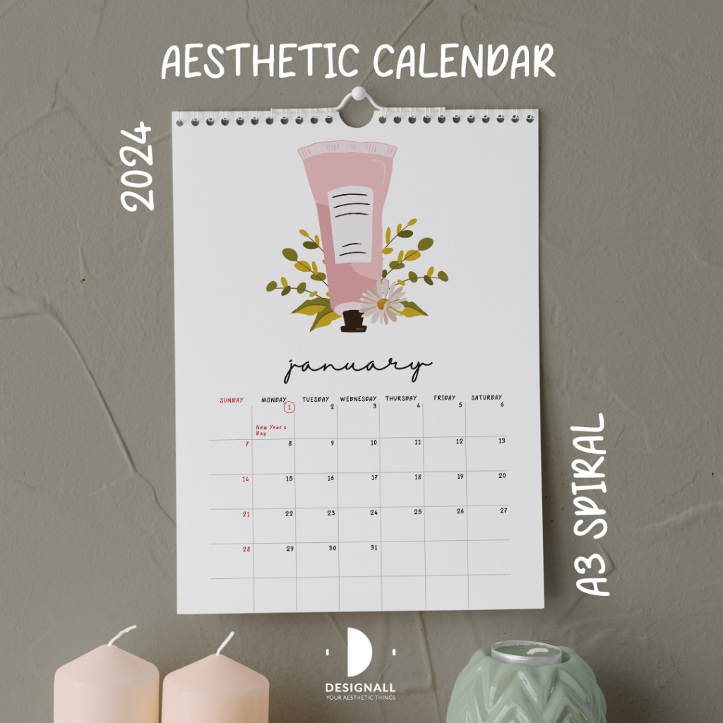 

DESIGNALL KALENDER DINDING AESTHETIC 2024 A3 SPIRAL FK