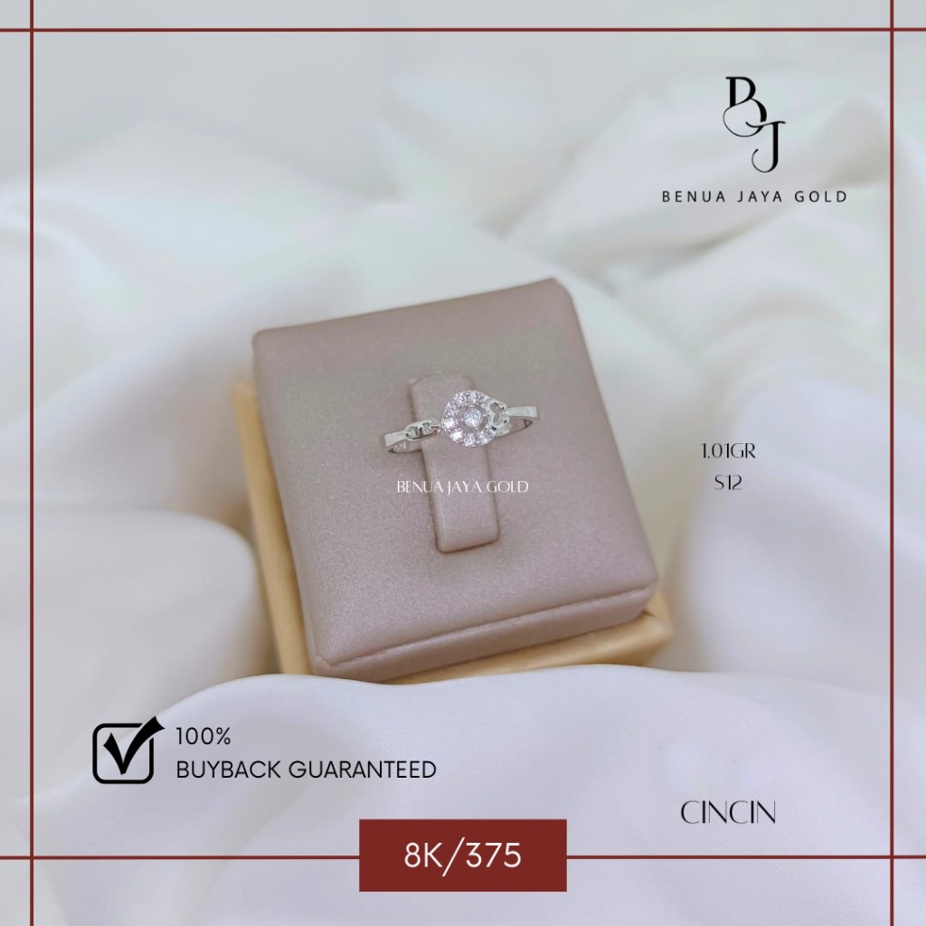 Cincin Diamond Look Emas Putih 8K/375