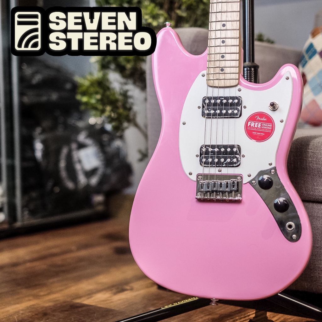 Squier Sonic Mustang HH Electric Guitar Maple FB Flash Pink
