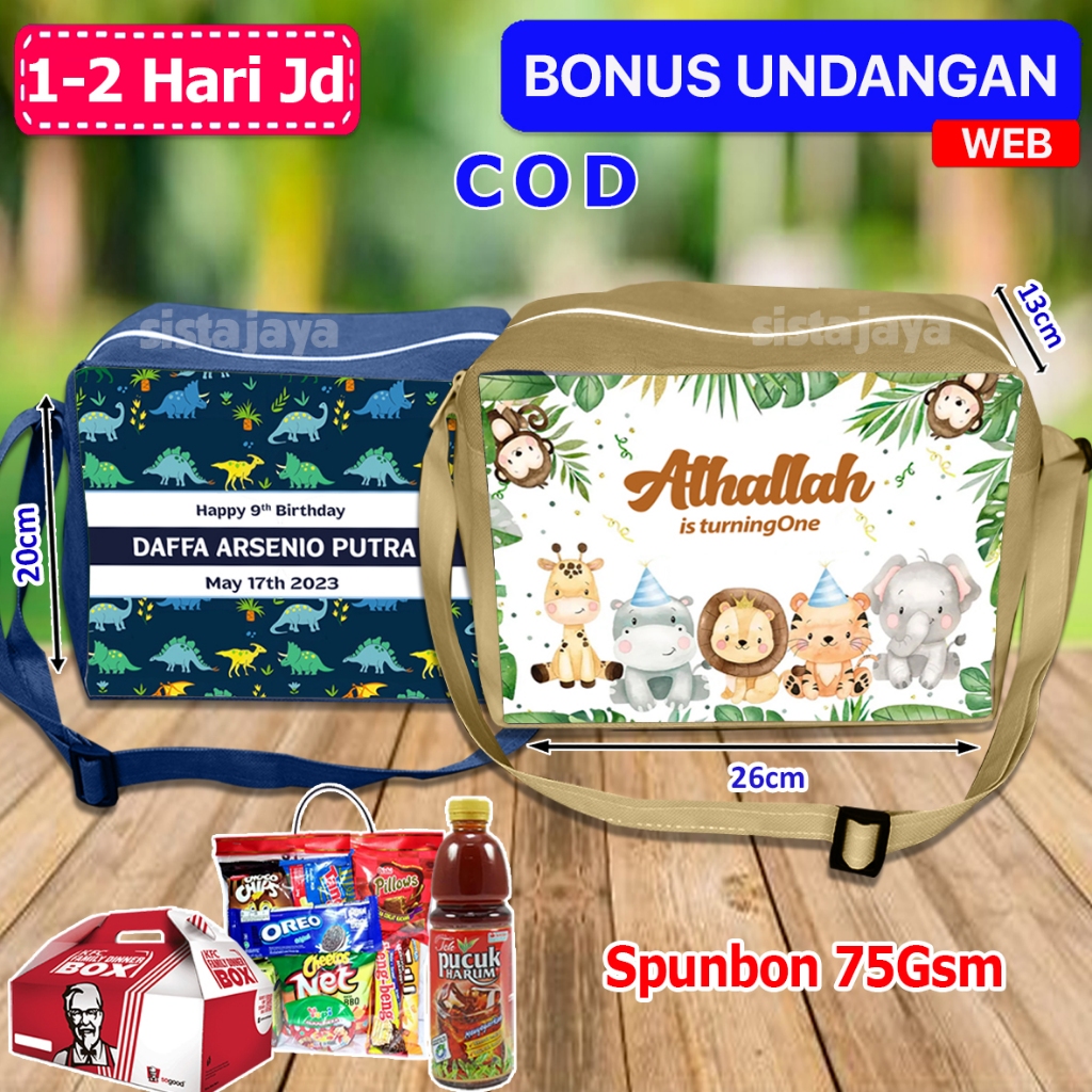 Tas Selempang Ultah Anak ZOO / Tas Selempang Anak Custom / Tas Ulang tahun Anak Selempang / Tas Snac