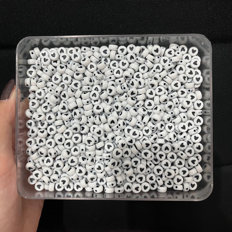 15gr mote love hitam putih/ MOTE LOVE BNW BULAT/ mote bulat love