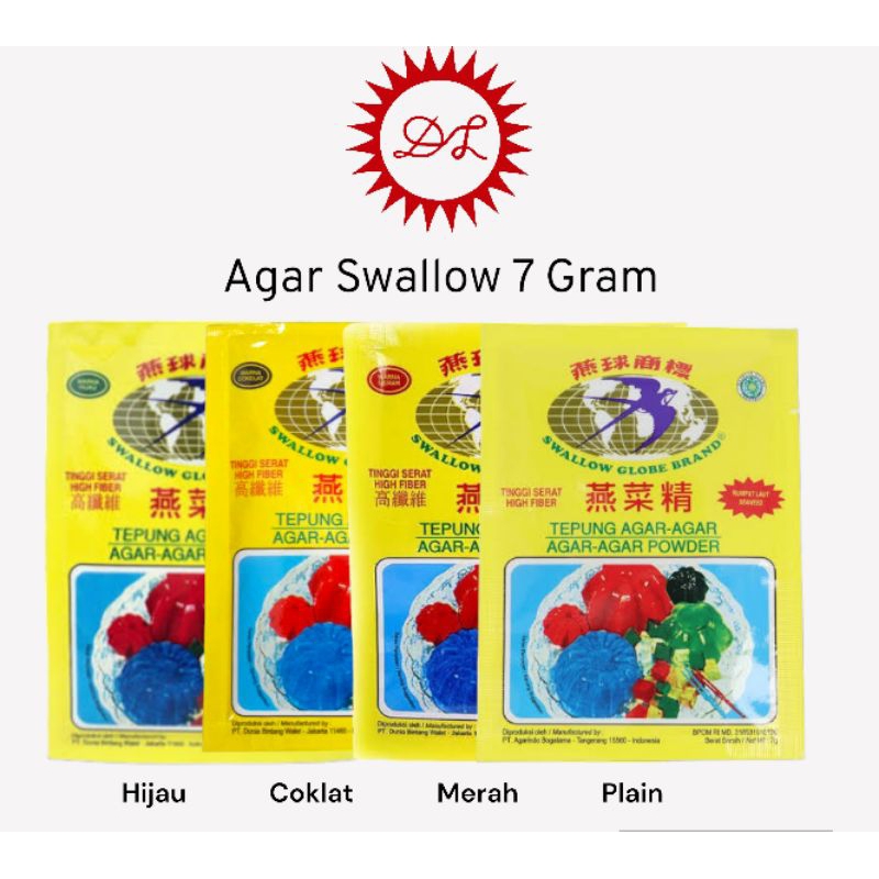 

Agar Swallow Plain / Merah / Hijau / Coklat 7Gram