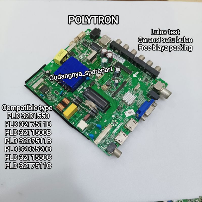 MAINBOARD POLYTRON PLD 32D1550 MB PLD32D1550 MOBO MODUL MESIN TV MOTHERBOARD