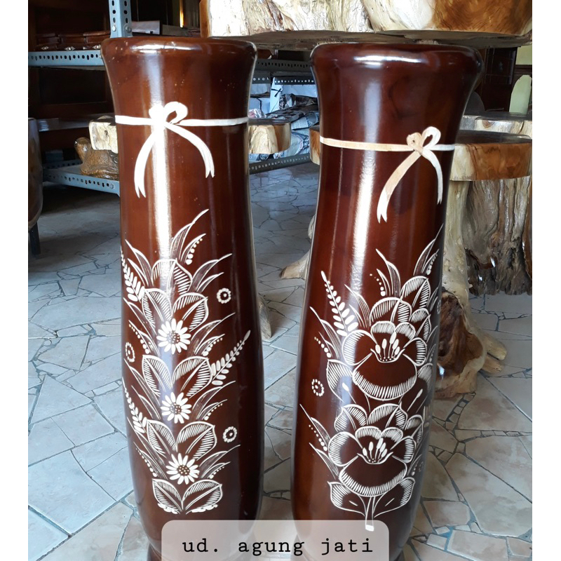 VAS BUNGA KAYU JATI | VAS POT BUNGA | VAS BUNGA TINGGI 60cm