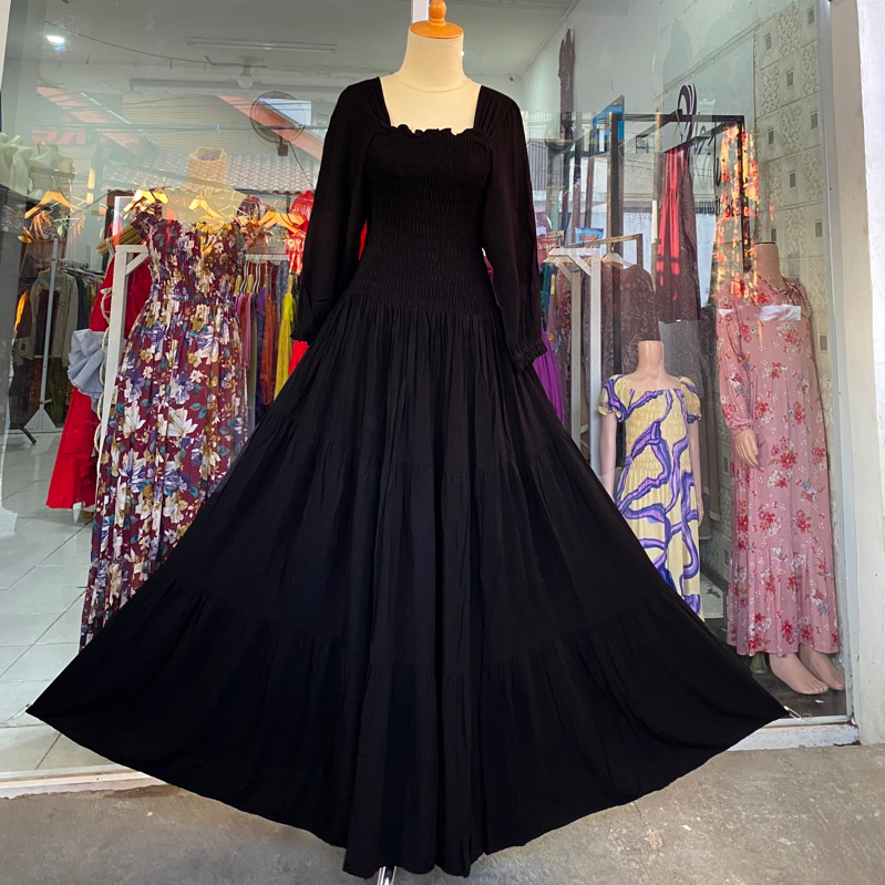 DRESS KERUT DADA VIRALL LENGAN PANJANG