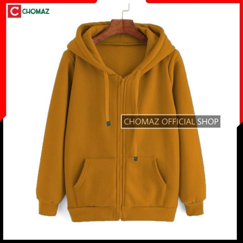 Jaket Hoodie Polos Zipper Merah Pria &amp; Wanita Size L XL XXL Chomaz