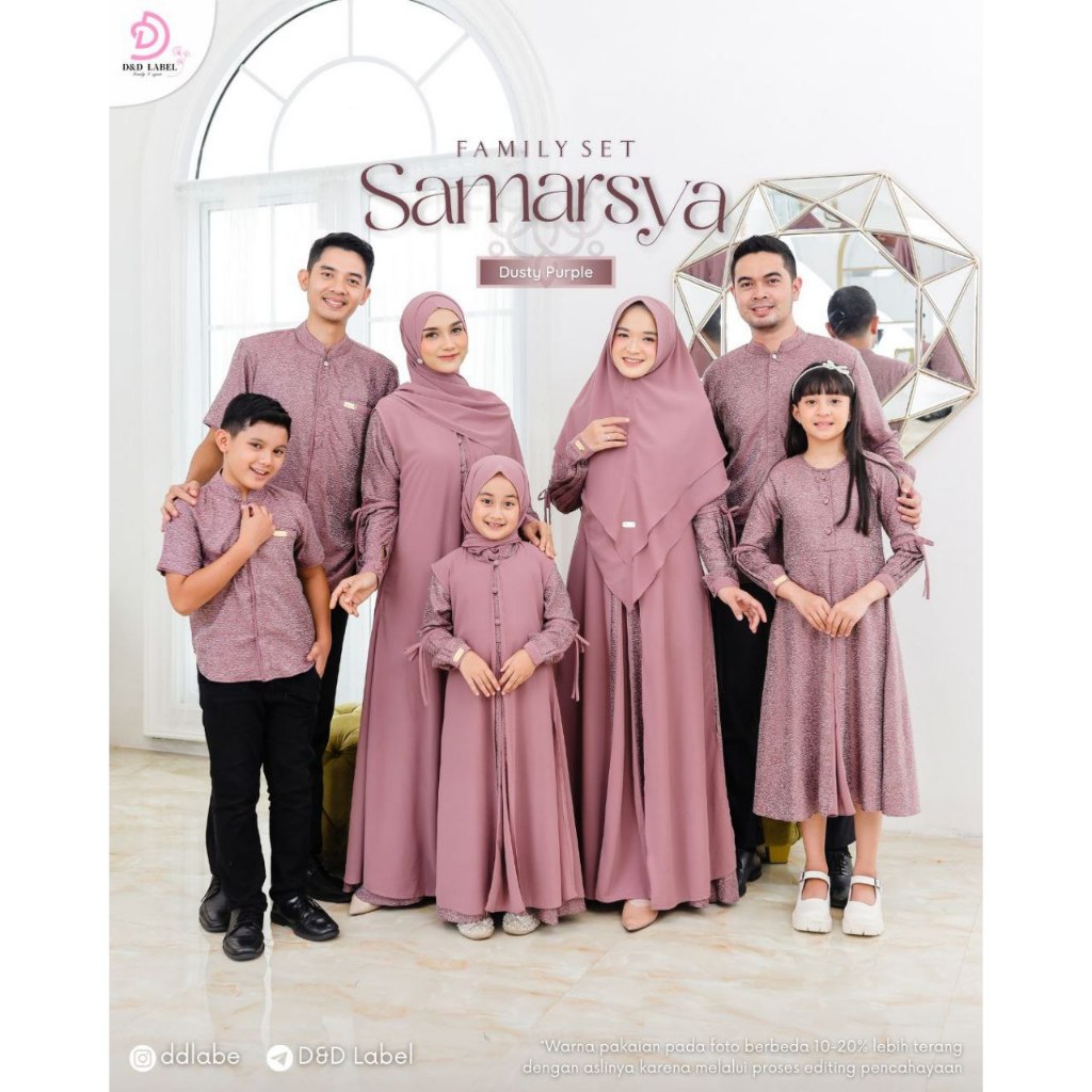 Samarsya family set by D&amp;D label sarimbit lebaran 2024 couple muslim gamis koko anak dewasa (pre order)