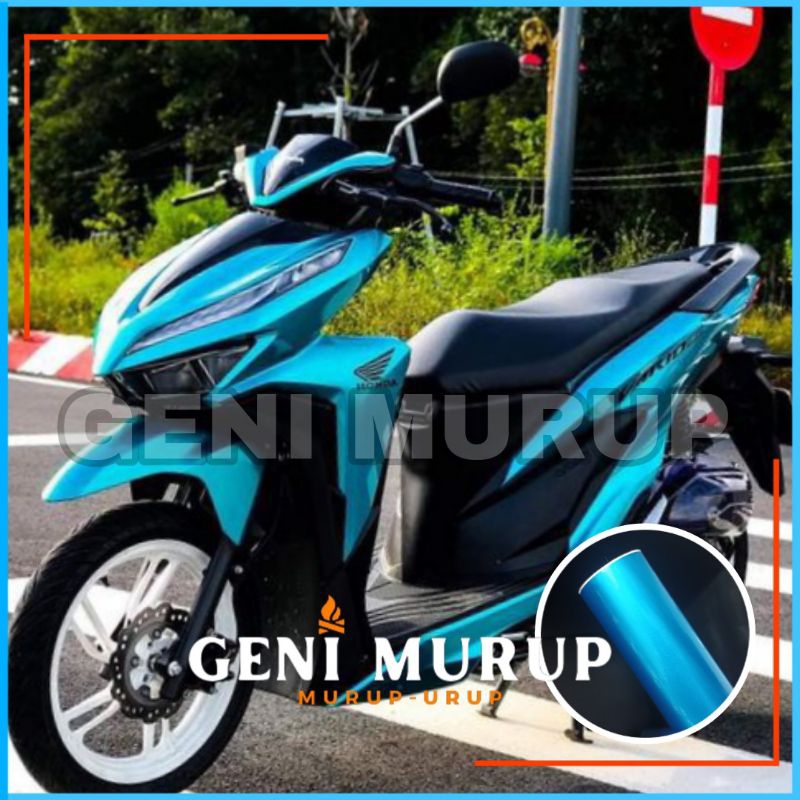Skotlet biru muda metalic candy glossy mengkilat sticker scotlite untuk motor kualitas premium