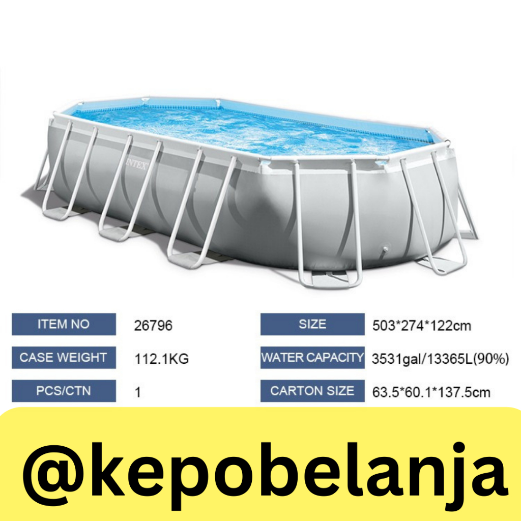 INTEX 26796 | Kolam INTEX 26796 | Prism Frame Oval Pool Set 5 meter POOL | intex FAMILY pool