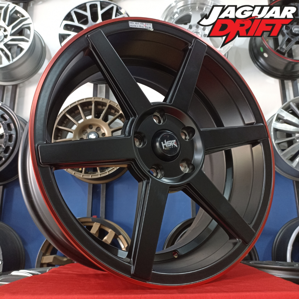 VELG MOBIL RING 18 HSR MODEL PALANG NE6 R18 PCD 5X 114.3 ET 45 HITAM LIS MERAH - RUSH TERIOS XPANDER