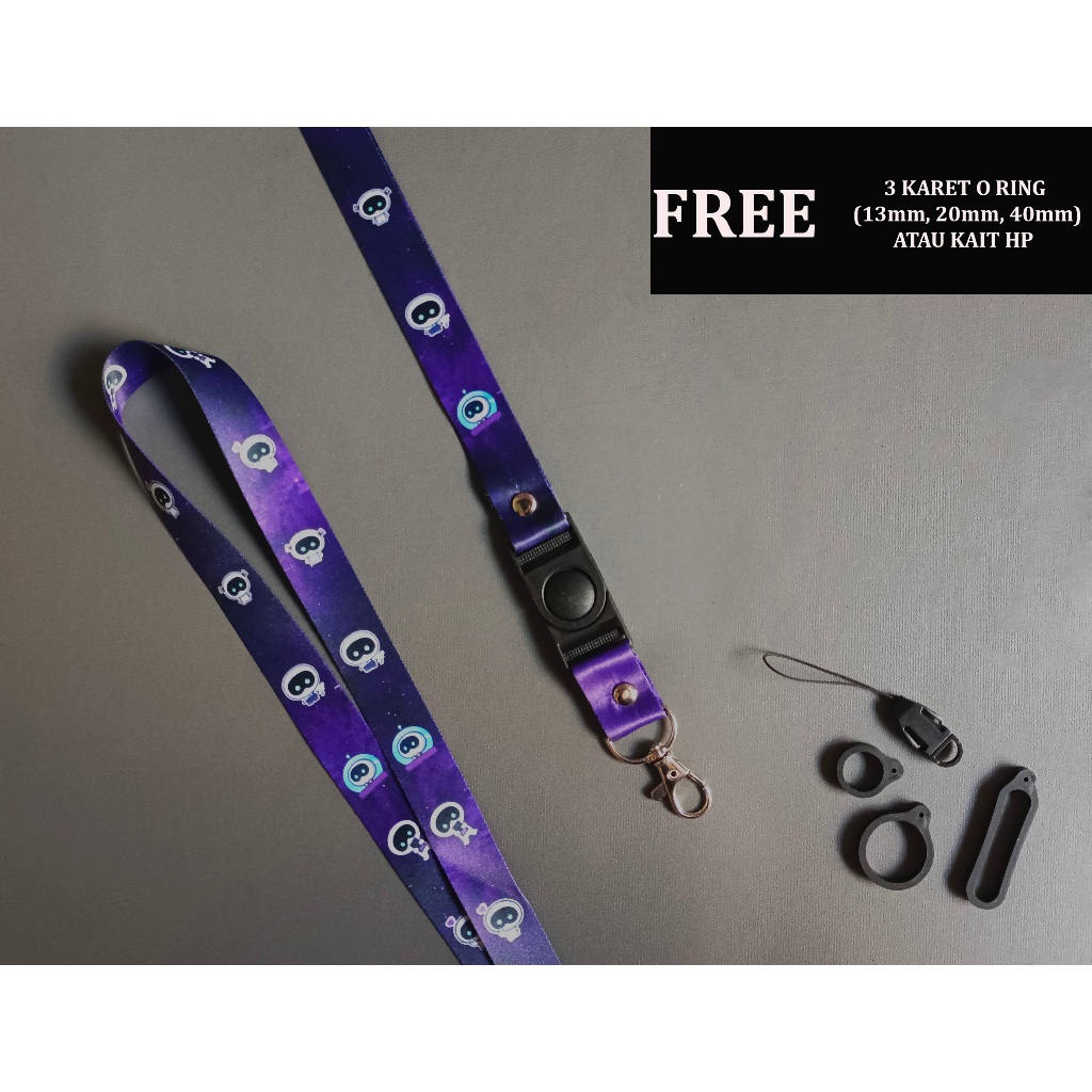 Lanyard Astronout Wotteo - Tali Gantungan Aksesoris Handphone Nametag ID Card Astronaut Wotteo