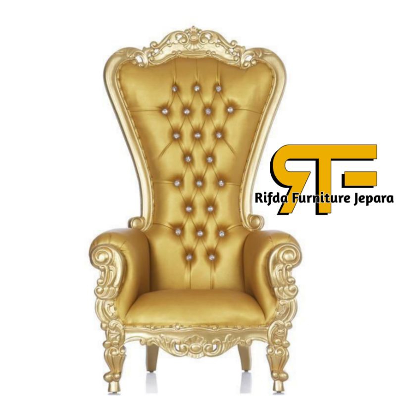 Kursi Sofa Syahrini Gold Leather ( Kursi Raja, Kursi Ratu, Kursi Sofa, Kursi Ukir, Kursi Sofa Ukir, 