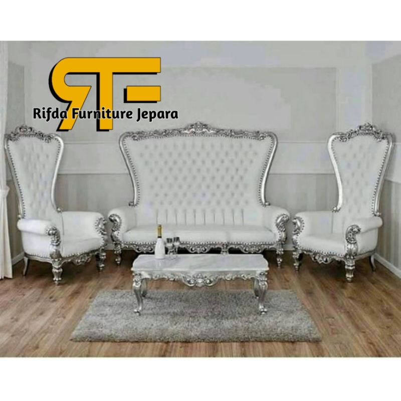 Kursi Tamu Sofa Ukir Syahrini One set (Kursi Sofa Mewah, Kursi Sofa Syahrini, Kursi Tamu Sofa )