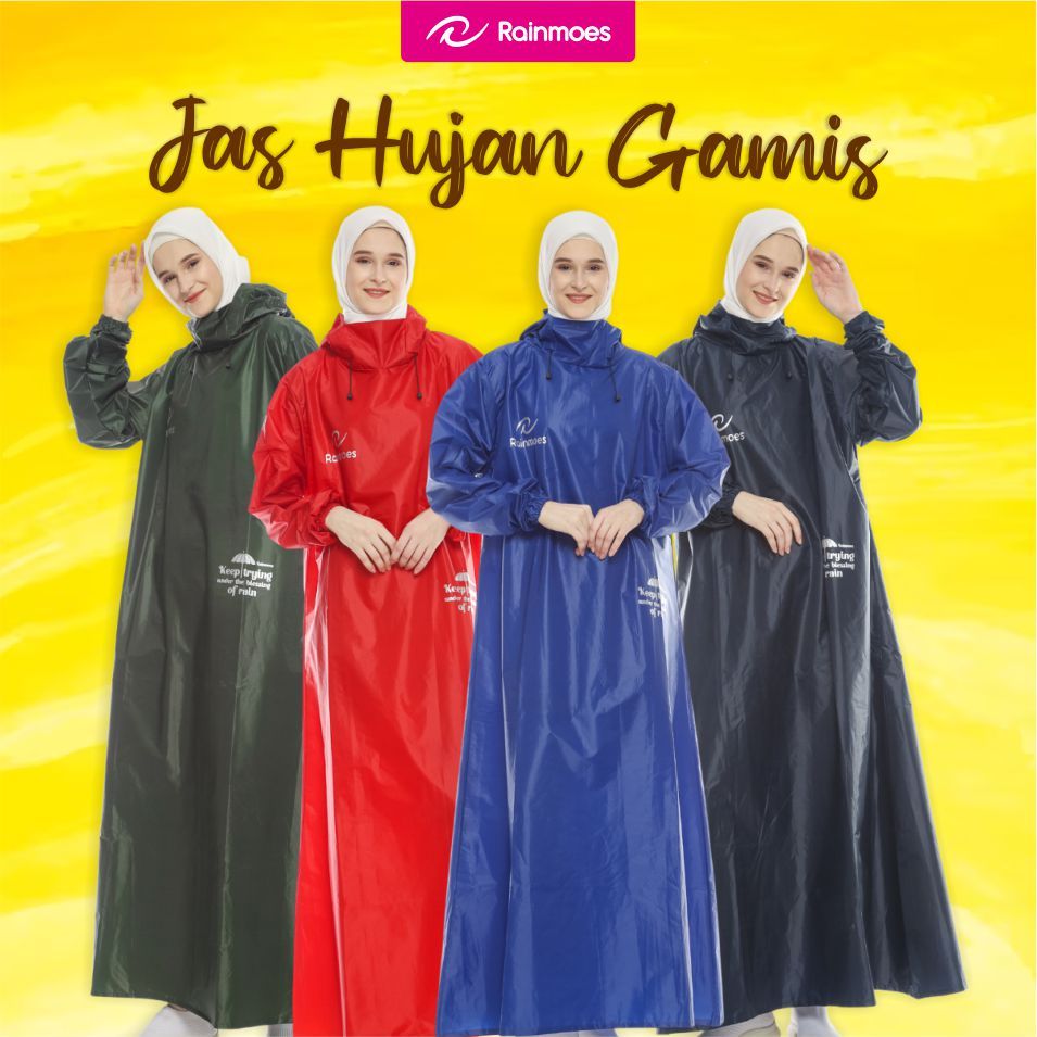 RAINMOES Jas Hujan Hijabers Muslimah Mantel Gamis Syar'i Jumbo  Blus Jaz Hujan Rok Jas Ujan Wanita S