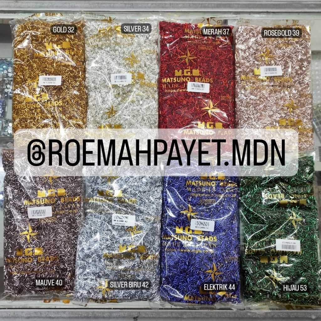 (1 PON) MGB PAYET JEPANG BAMBU PANJANG / PAYET BATANG PANJANG / PAYET RONCE / ROUND HOLE BUGLES (RB)