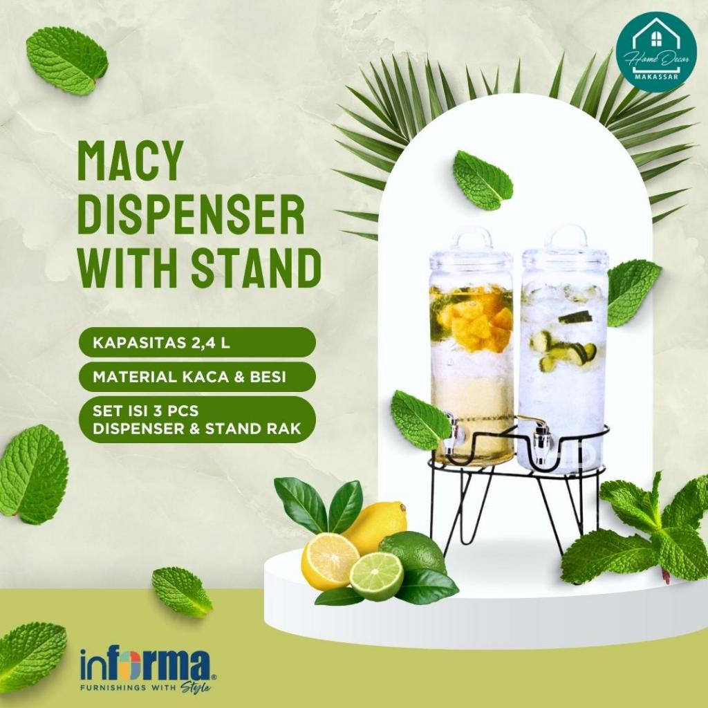 Informa Appetite 2.4 Ltr Macy Beverage Dispenser Kaca Minuman Dengan Stand Aesthetic