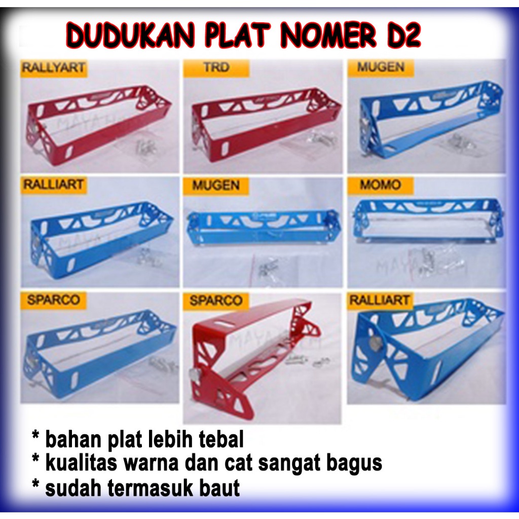 Adjustable Plat Nomer Mobil Sport D2 Warna Bahan Plat Dudukan Plat Nomer Sport D2