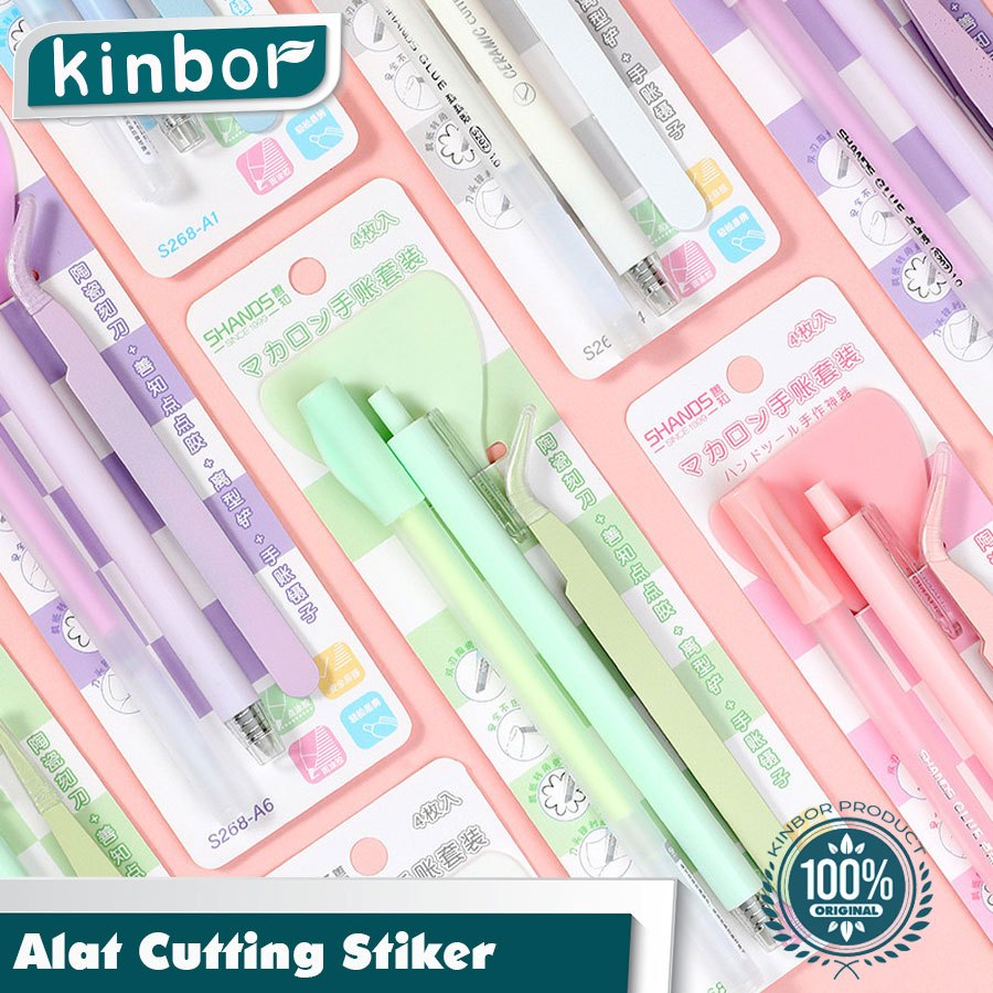

4 PCS jurnal set/ Tweezer Lem stik Sekop Cutter cute/ Scrapbook tools ( KINBOR )