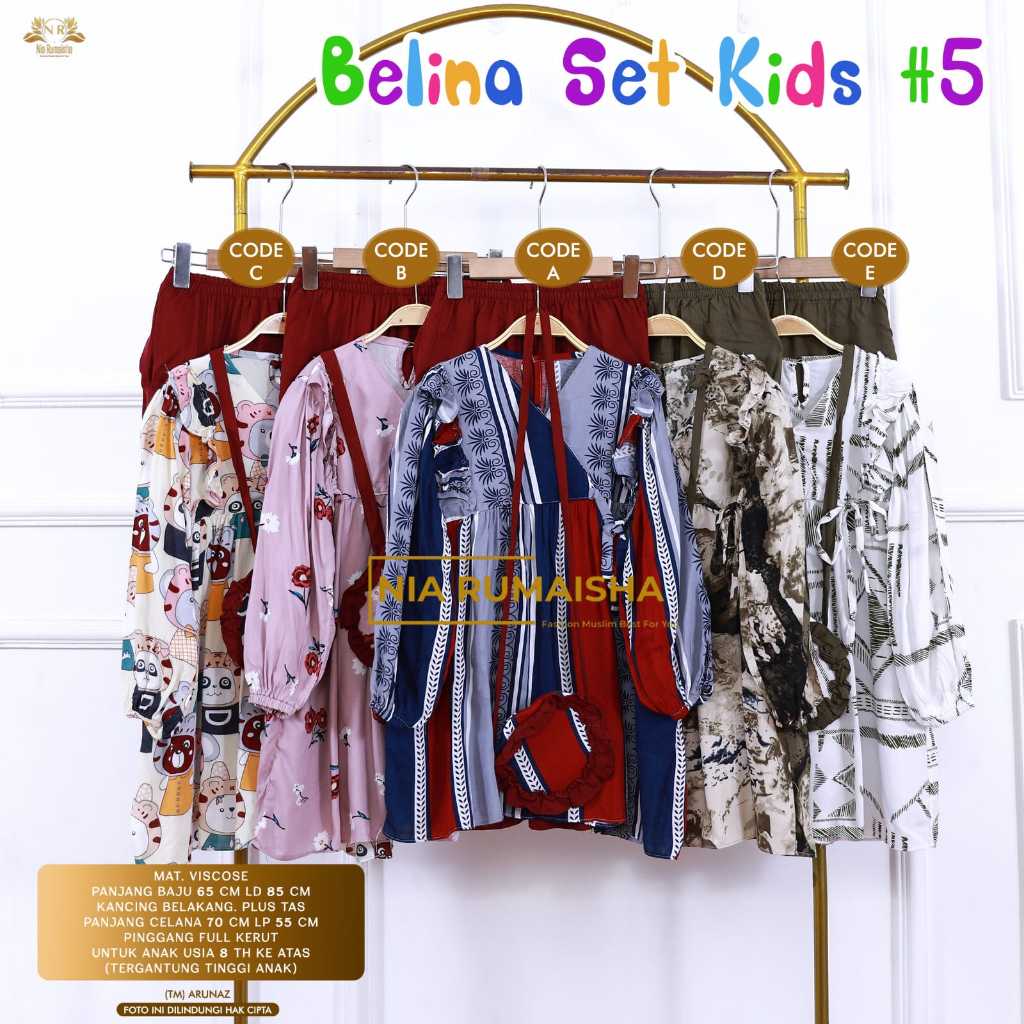 BELINA SET KIDS VOL 5 SETELAN BAJU ANAK PEREMPUAN USIA 6-10 TAHUN ONESET ANAK KATUN RAYON MOTIF SETC
