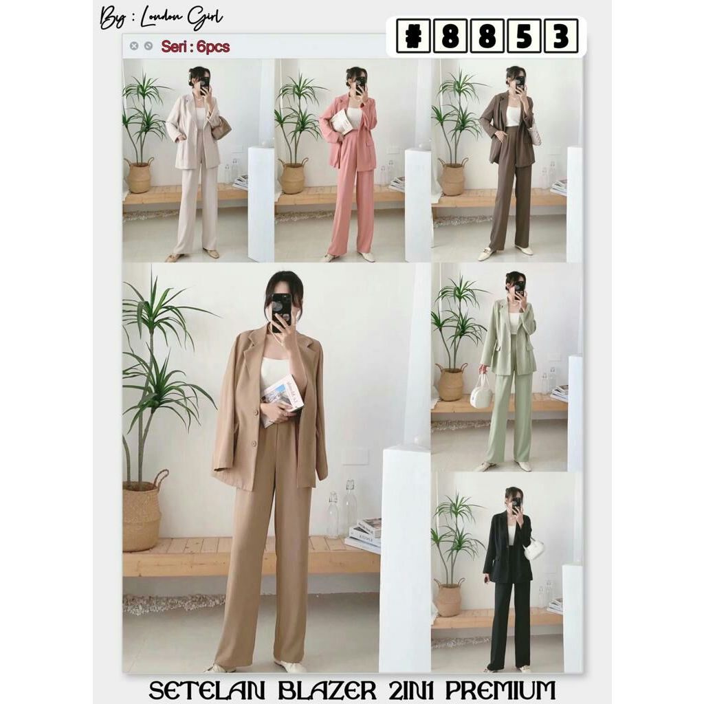 London Girl Setelan 2 in 1 Blazer + Celana Panjang Import Wanita Formal Kerja Kantor 8102 8853 8801 