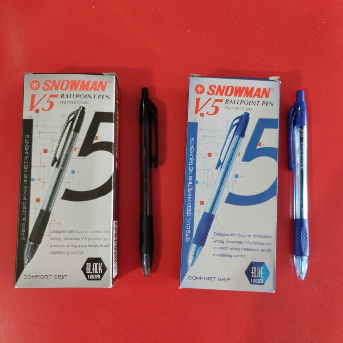 

pena tekan pulpen snowman v5 0.7mm - hitam\biru