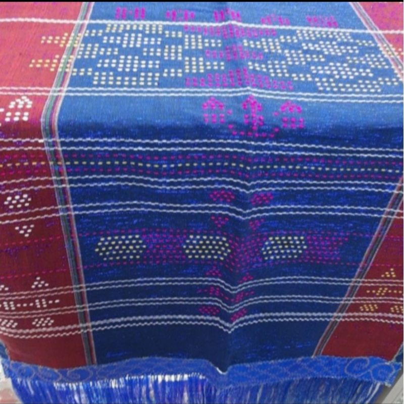 Ulos Sadum Biru & Hijau Metalic ber list