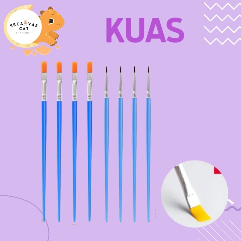 

Secanvas Cat - KUAS LUKIS CAT AIR UJUNG FLAT & ROUND KUAS BRUSH NYLON LEMBUT