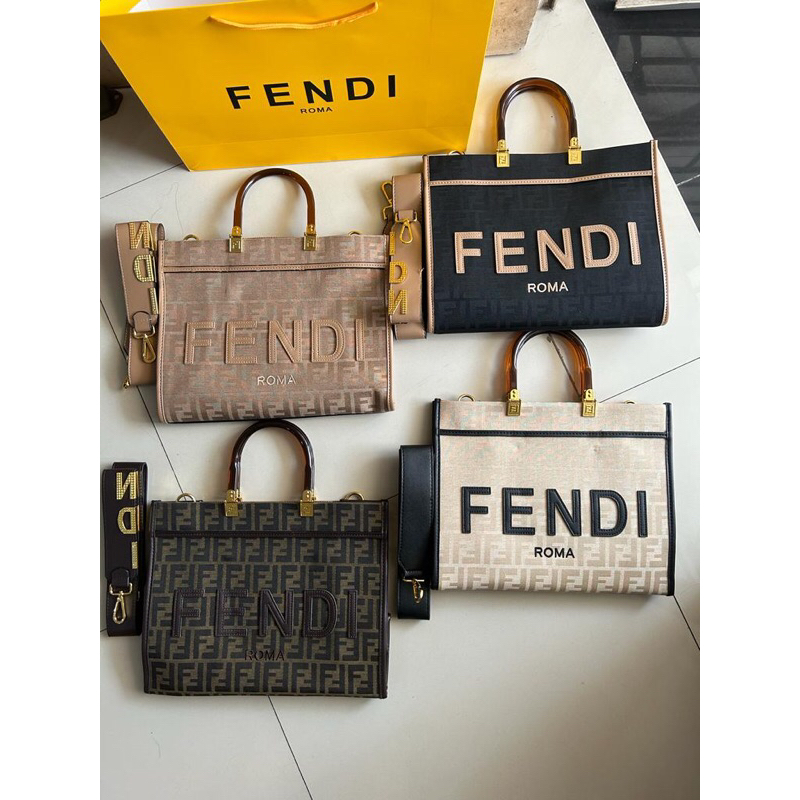 tas hand bag fendi kanvas medium handle keramik , ukuran : 36x30x10cm