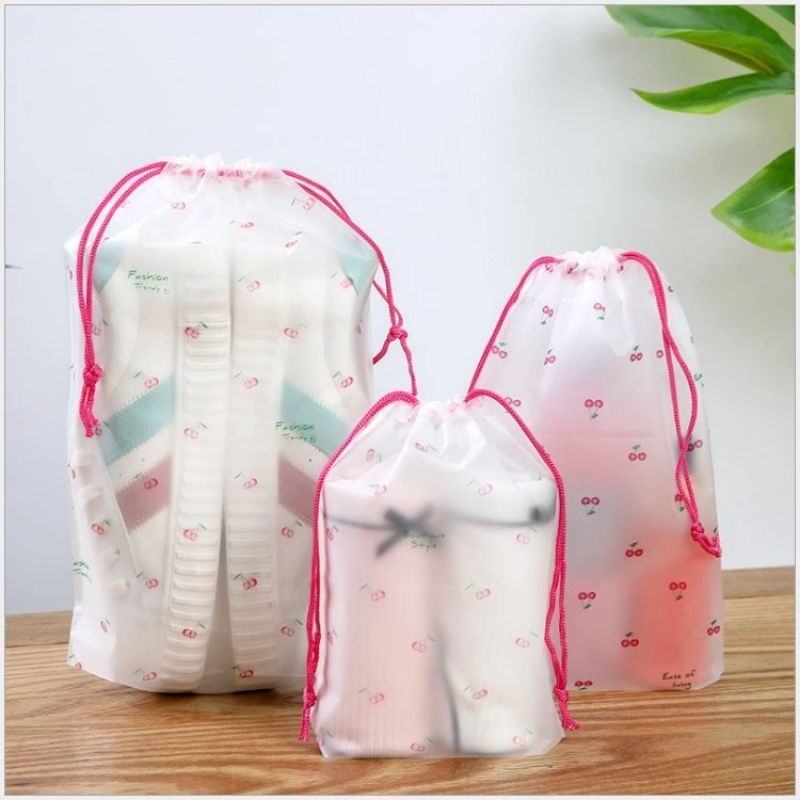 Plastik serut besar (1pcs) tas pouch serut serbaguna plastik makeup ready Makassar