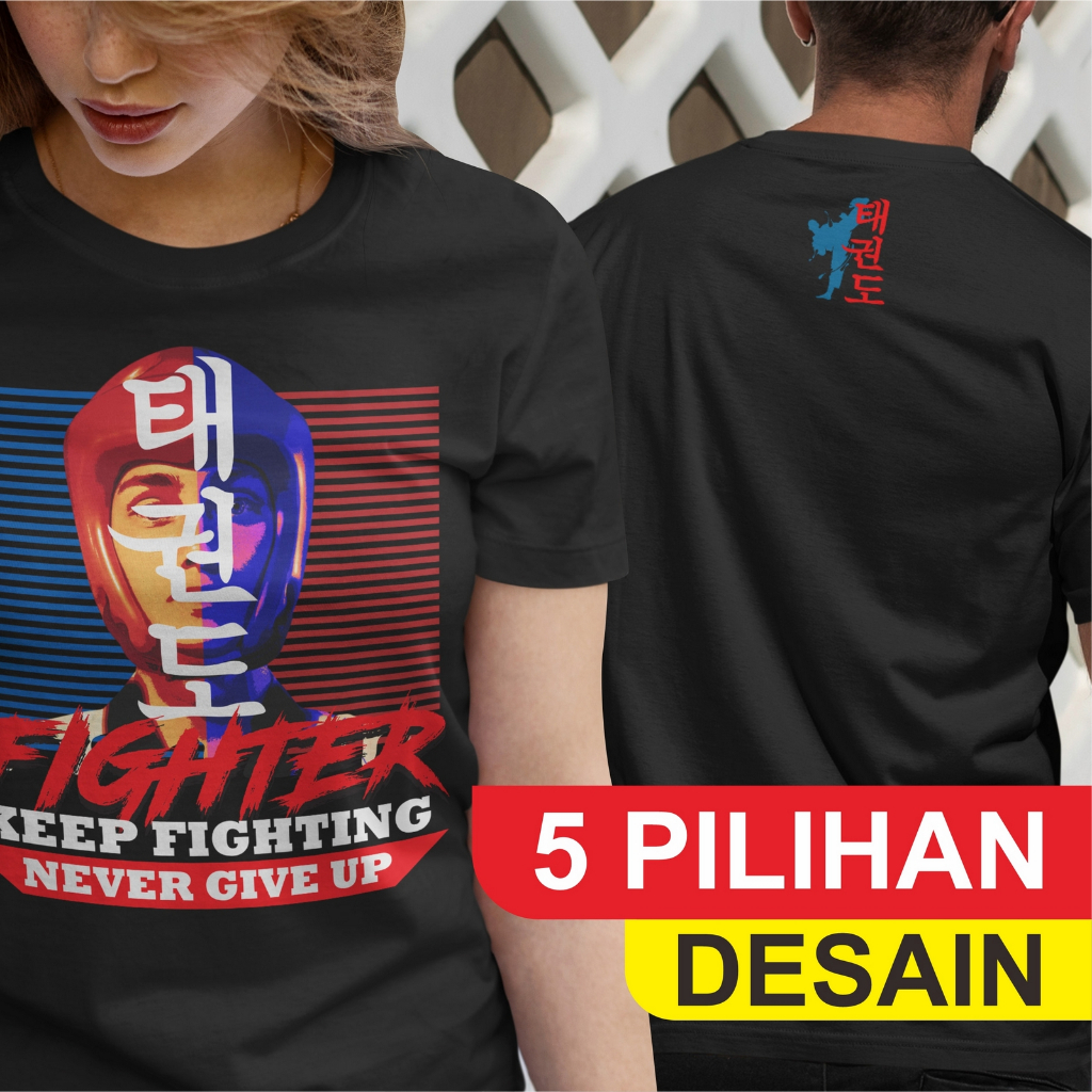 Kaos Taekwondo Pria & Wanita Katun Combed