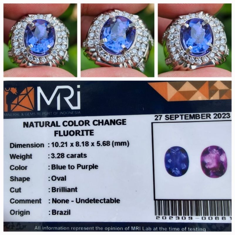 Natural Color Change Fluorite Memo 3.28 crt