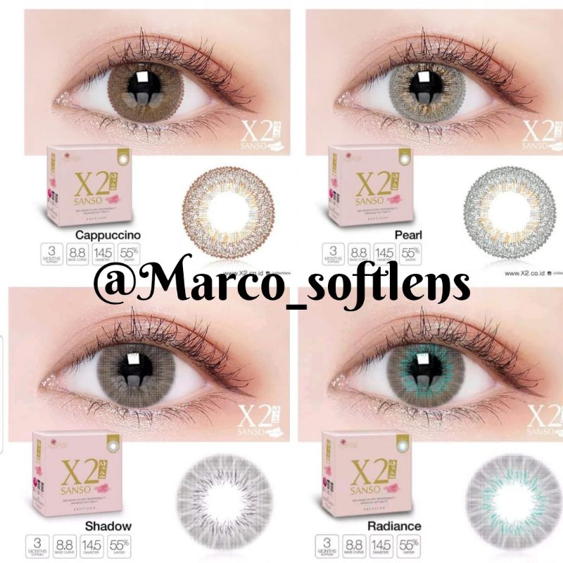 X2 Sanso Color Softlens Hydrogel Capucino Pearl Onyx Shadow Soflen Warna X2 Sanso Series