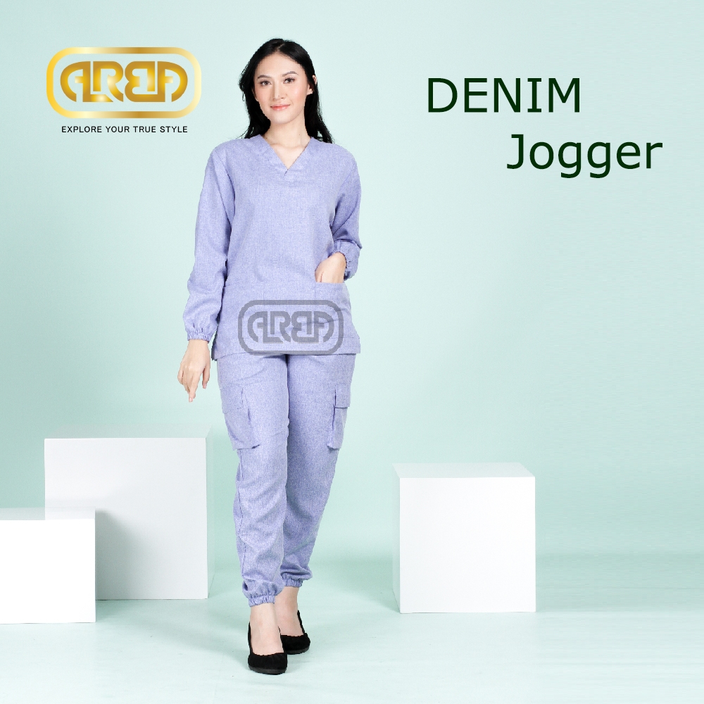Baju OK Oka joger denim seragam medis joger Toyobo